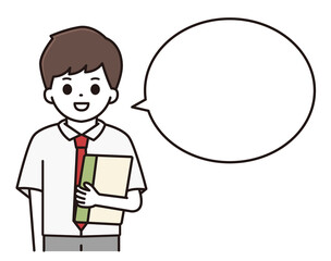 男子学生 教科書 吹き出し イラスト