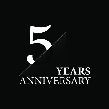 5 years anniversary celebration logo design. white cut style isolated
