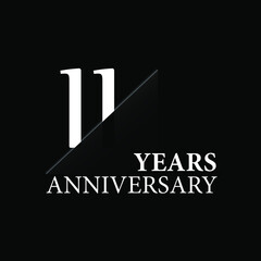 11 years anniversary celebration logo design. white cut style isolated