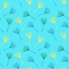 Modern Tropical Vector Seamless Pattern. Monstera Banana Leaves Dandelion Feather Tropical Seamless Pattern. 