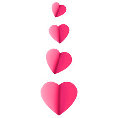 Pink hearts, valentines day decor, isolated vector illustration.
