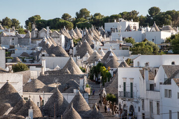 Panoramic view in Alberobello, the famous Trulli village in Puglia (Puglia), southern Italy