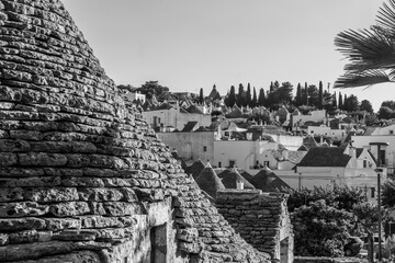 Panoramic view in Alberobello, the famous Trulli village in Puglia (Puglia), southern Italy