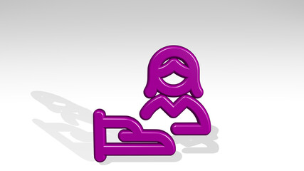 human resources offer woman made by 3D illustration of a shiny metallic sculpture with the shadow on light background. concept and icon