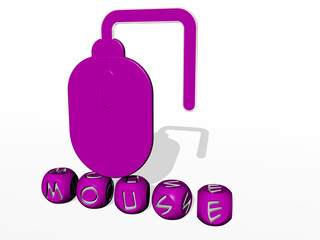3D graphical image of MOUSE vertically along with text built by metallic cubic letters from the top perspective, excellent for the concept presentation and slideshows. illustration and background