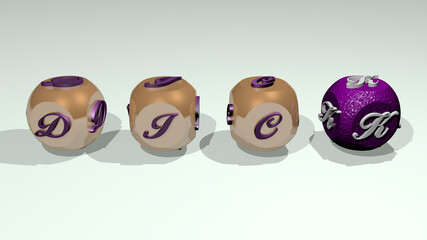 angry: DICK combined by dice letters and color crossing for the related meanings of the concept