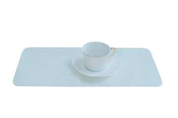 White coffee cups and trays isolated from white background