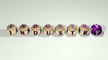 crosswords of resume application business promotion: industry arranged by cubic letters on a mirror floor, concept meaning and presentation. illustration and background