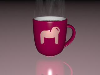 3D illustration of HAIR icon embossed on a coffee cup over a white background having shadows.. beautiful and girl