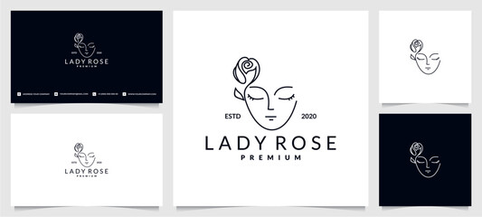 Creative elegant leaf and flower rose logo design for beauty