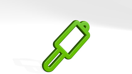 PETS HAIR ROLLER made by 3D illustration of a shiny metallic sculpture with the shadow on light background. animal and dog