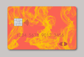 Here is generic credit card or debit card with text space that is colorful and has a textured design.