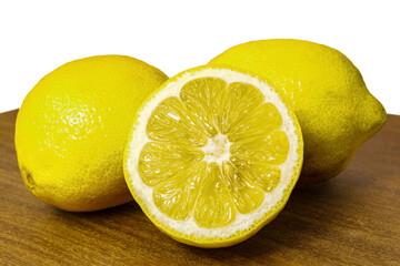 Yellow lemon cut in half
