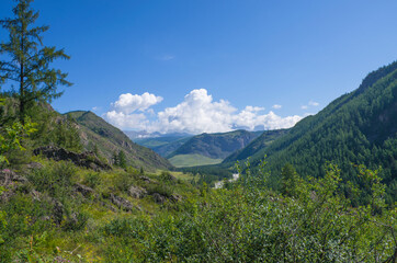 Fototapeta na wymiar Mountain river Chuya among the Altai mountains in Russia landscape 