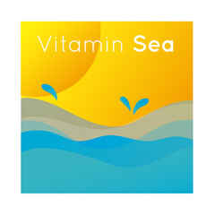 vitamin sea colorful banner with beach