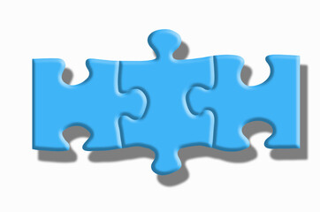 Blue puzzle with shadows on a white background.