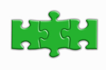 Fototapeta premium Green puzzle with shadows on a white background.