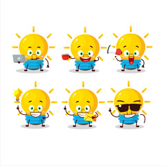 Lamp ideas cartoon character with various types of business emoticons