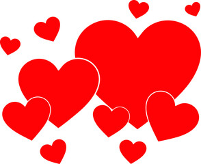 Many red heart shaped vector On a white background