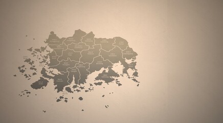 jeolla namdo map. Map by South Korean Administrative Region 3d Illustration with Name