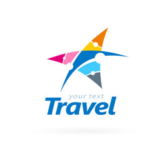 Travel logo colored star tour firm emblem