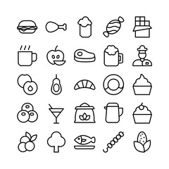 Food icon set vector line for website, mobile app, presentation, social media. Suitable for user interface and user experience.