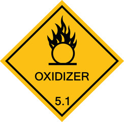 Oxidizer transport hazard sign and symbol