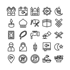 Ramadhan icon set vector line for website, mobile app, presentation, social media. Suitable for user interface and user experience.
