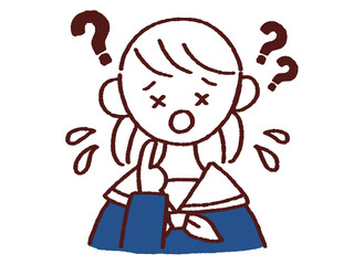 困った顔をする学生服の女の子 はてなマーク