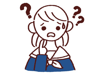 困った顔をする学生服の女の子 はてなマーク