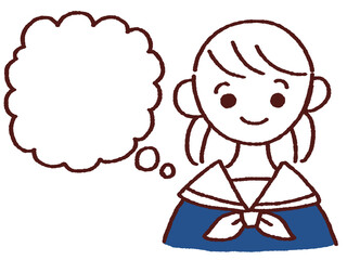 笑顔の学生服の女の子 吹き出し