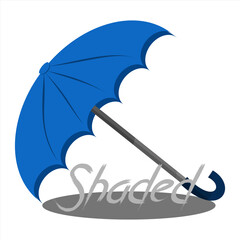 blue shade umbrella with a shadow underneath. logo vector