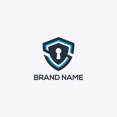 Security shield key logo concept designs vector template