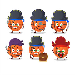 Cartoon character of basket ball with various pirates emoticons