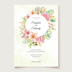Elegant floral wedding invitation card