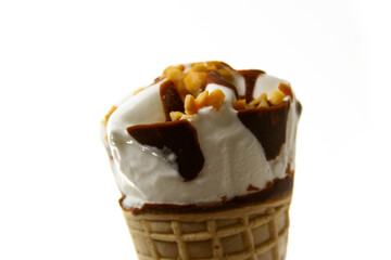 Vanilla ice cream on white background