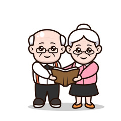 A couple of cute grandparent character design illustration