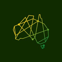 Obraz na płótnie Canvas australia tech connection logo vector icon illustration