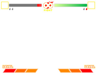 架空の格闘ゲーム風　壁紙フレーム背景素材 顔枠あり 左ピンチ