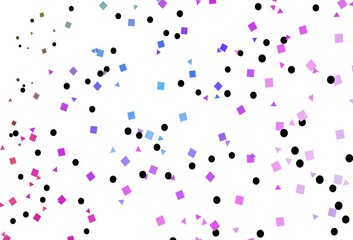 Light Multicolor, Rainbow vector background with triangles, circles, cubes.