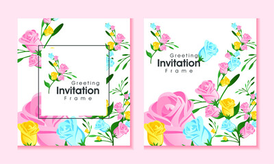 Floral wedding invitation template card, Pre made templates collection, frame, wreath - cards, Floral poster, Decorative greeting card, invitation design background, birthday party