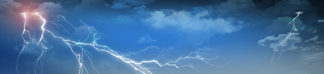 Lightning, thunder cloud dark cloudy sky, Copy space for your text