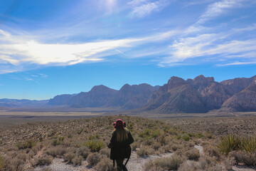 Fototapeta premium Woman in Desert Mountains