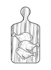 delicious chicken thighs fast food in wooden kitchen board