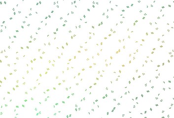 Light Green, Yellow vector background with music symbols.