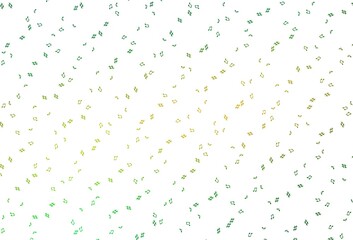 Light Green, Yellow vector background with music symbols.
