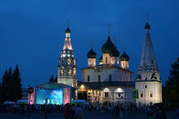 Church of Ilya the Prophet at evening lights 