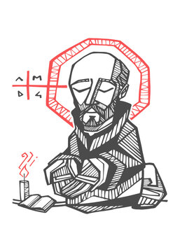 Saint Ignatius of Loyola hand drawn illustration