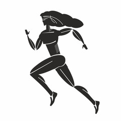 Purposeful woman runner. Stylized stylish graphics. Vector drawing