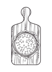 delicious hamburger fast food in wooden kitchen board